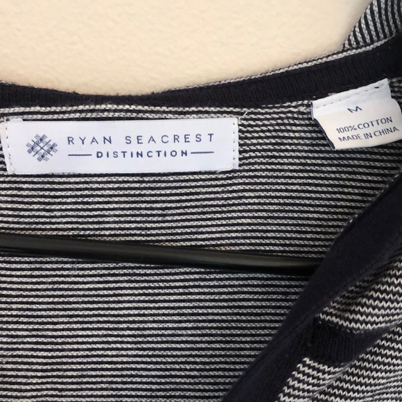 Ryan Seacrest Striped Button Front Hoodie Cardigan - Picture 3 of 6